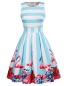 Preview: Grace Karin  Striped Flamingo Print A-Line Party Kleid