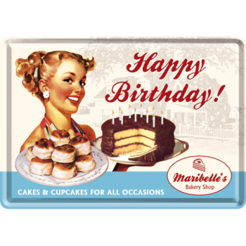 Blechpostkarte 10x14cm - "Happy Birthday Cake"
