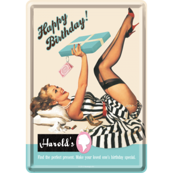 Blechpostkarte 10x14cm - "Happy Birthday Harolds"