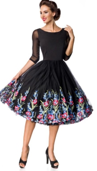 Belsira Swing Dress schwarz bestickt