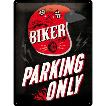 Blechschild 30x40- "Biker Parking Only-Helmet"