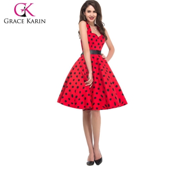 Grace Karin Polka Dot Rot/Schwarz