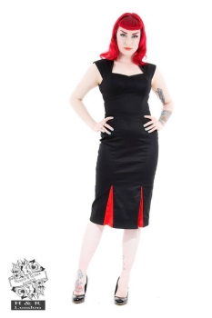 Hearts & Roses Schwarzes Pencil Dress Rockabilly