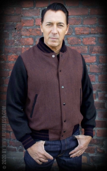 Baseballjacke Portland - Fischgrat braun/schwarz