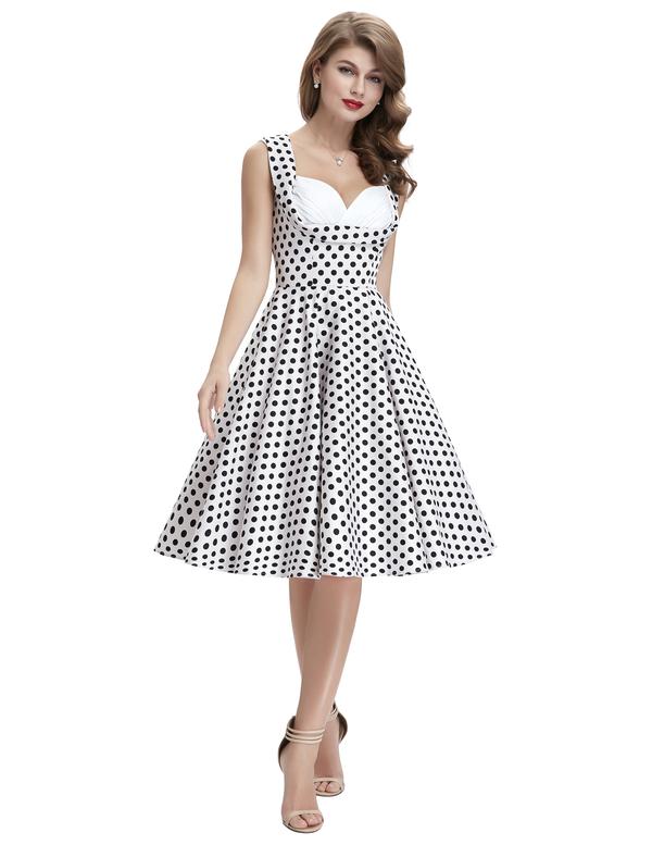 Grace Karin Kariert Kleid Weiß/Schwarz - Vintage-Style ...