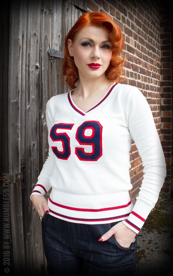 Politiek toegang Gemaakt van Rumble59 Pullover Ladies College Sweater - Vintage-Style-Bodensee