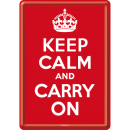 Blechpostkarte 10x14cm - "Keep calm and carry on"