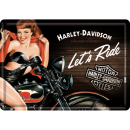 Blechpostkarte 10x14cm - "Harley Davidson - Let´s Ride"