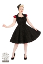 Hearts and Roses  Black Leo Flock Dress